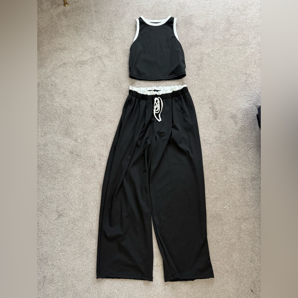 SHEIN Black Ribbed 2-piece Set